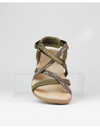Sandalia con Velcro Coronel Tapiocca Mujer Kaki C1033-6